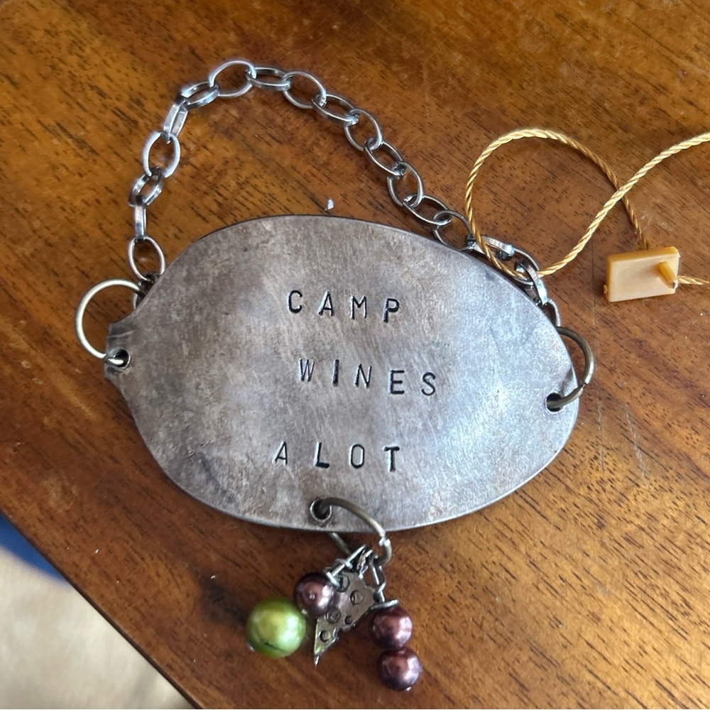 Handmade “Camp Wines A Lot” with Grapes Bottle Charm